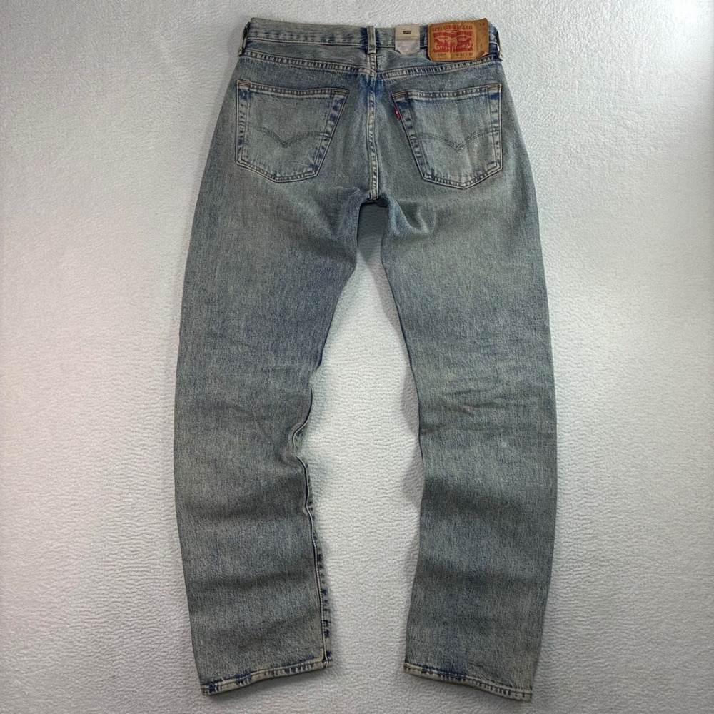 Levis 501 Straight Leg Jeans Men 31x32 Blue Mud Wash Fade Button Fly Stretch NWT